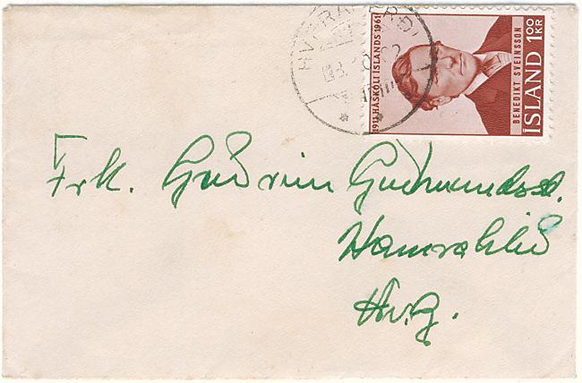 HVERAGERĐI Akureyri B2c1 dated 10.V.21. Mourning envelope.
