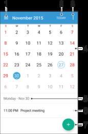 Kalender och alarmklocka Kalender Använd programmet Kalender för att planera ditt tidsschema.