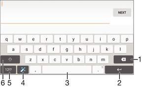 Skriva text Virtuellt tangentbord Du kan skriva text med det virtuella QWERTY-tangentbordet genom att trycka till på de olika bokstäverna, eller använda gestinmatning och bilda ord genom att dra