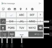 Skriva in text med gestinmatningsfunktionen 1 När du skriver in text med det virtuella tangentbordet drar du fingret från bokstav till bokstav för att stava det ord som du vill skriva.