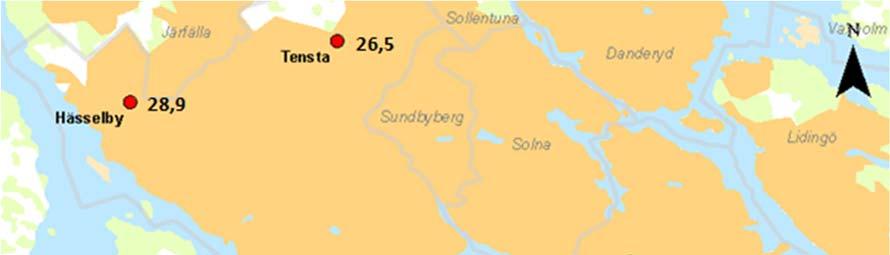 Nederbördsmätningen vid Torkel sker uppe på ett hustak 20 meter över marknivå medan nästan alla de andra mätstationerna är placerade i marknivå.