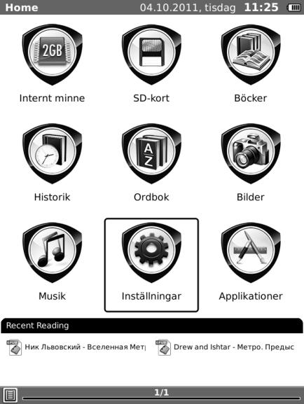 Grundfunktioner Tryck ner strömbrytaren och håll den intryckt för att sätta på enheten. Huvudmenyn på startsidan öppnas automatiskt efter startskärmen.