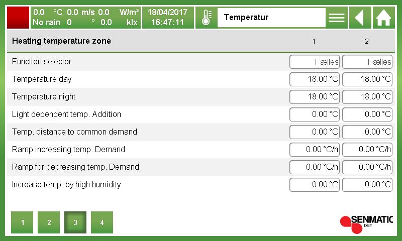 5.2.3 Värmezoner, lokal och gemensam Fig 103 Temperatur setpunktsväjare [Gemensam/Lokal, Gemensam/Lokal] Val av grundläggande -temperatur setpunkt för värmezon 1 / 2.