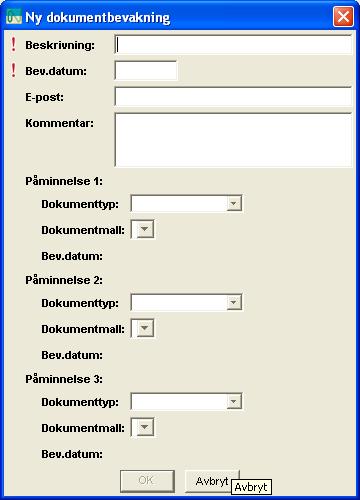 Dokumentbevakningar Lägg till en dokumentbevakning Så länge ärendet inte är avslutat har du möjlighet att lägga till dokumentbevakningar i ärendet. Så här gör du: 1.
