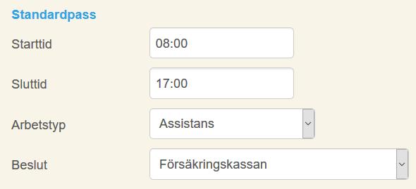 För assistenter som inte ser beslutsfältet (detta är det vanligaste för assistenter) när de lägger till pass, kommer beslutet som valts i standardpassinställningarna