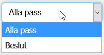 Om du eller ditt företag har ställt in inställningar för standardpass (se Ställa in standardpass ) så kommer tiden, arbetstypen samt beslutet automatiskt ställas in.