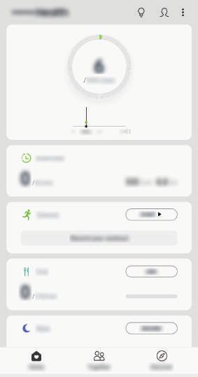 Appar och funktioner Använda Samsung Health Öppna mappen Samsung och starta appen Samsung Health.