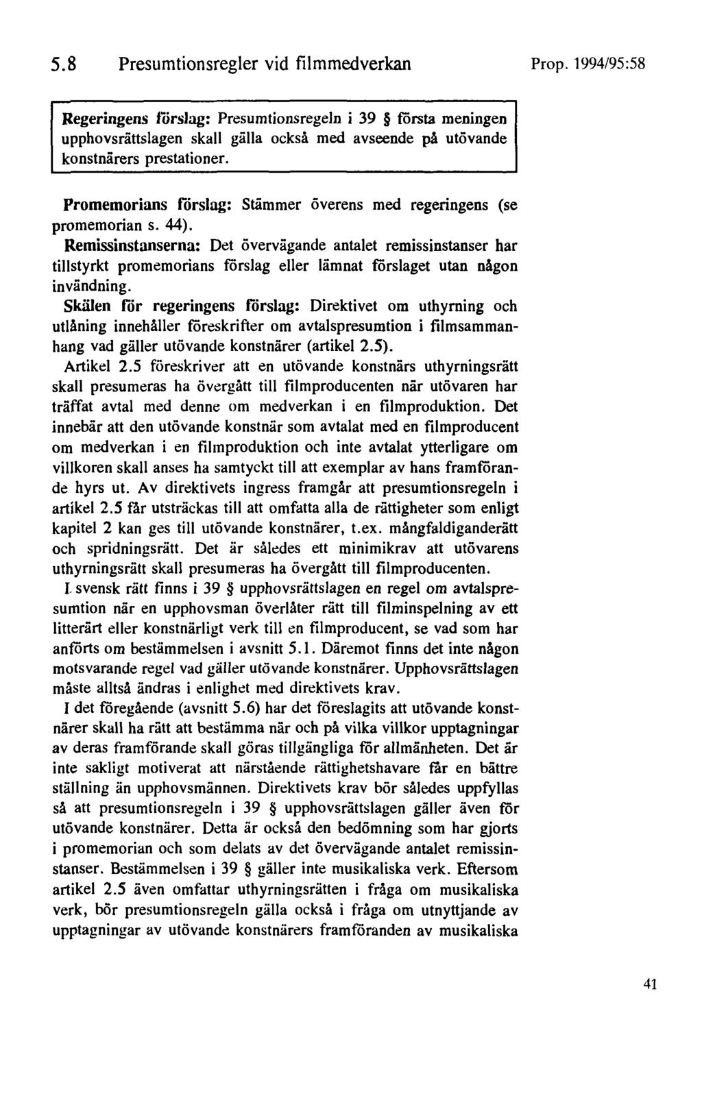 5.8 Presumtionsregler vid filmmedverkan Prop.