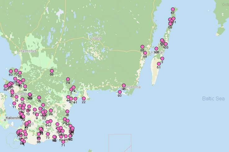 Lantbruksfastigheter Datum: 2018-09-28 Karta Köpinformation # Kommun Fastighet Typkod Areal-ha Kr/areal-ha Taxv SKV% JBRV% BOV% Övrig% Pris Köpedatum K/T 1 Trelleborg MAGLARP 57:71 110 3 636689 590 0