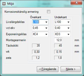 Maximum aggregate size Reinforcement ConcreteDesigner Bridge Sidan 13(45) Används vid beräkning av fria avståndet mellan armeringsjärnen i samma lager och i olika lager.