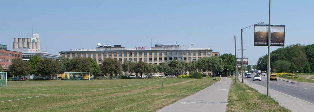 SID 7 (20) Befintlig byggnad på Stettin 7 med Gärdet i förgrunden. Lindarängsvägen till höger i bild.