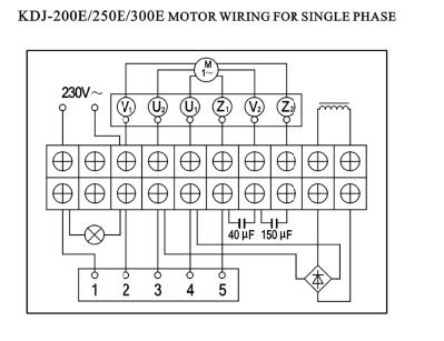 Kopplingsschema-motor: LV-W 200E/250E/300E en
