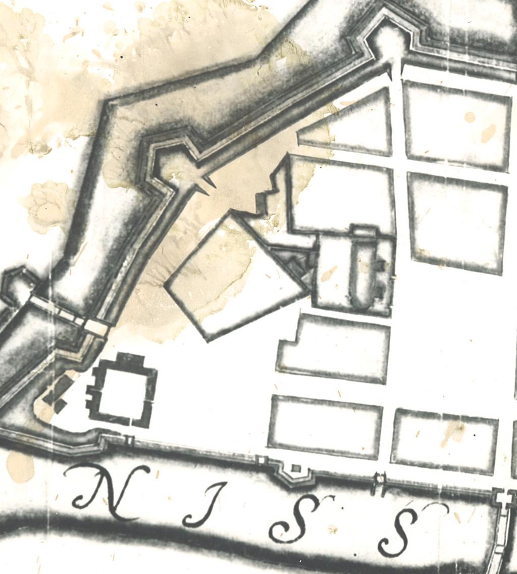 Del av karta över hampnens reparation widh Halmstad 1648.