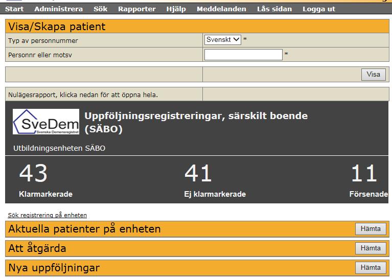 I SveDem görs en grundregistrering när personen meddelats demensdiagnosen och har informerats om registrering.