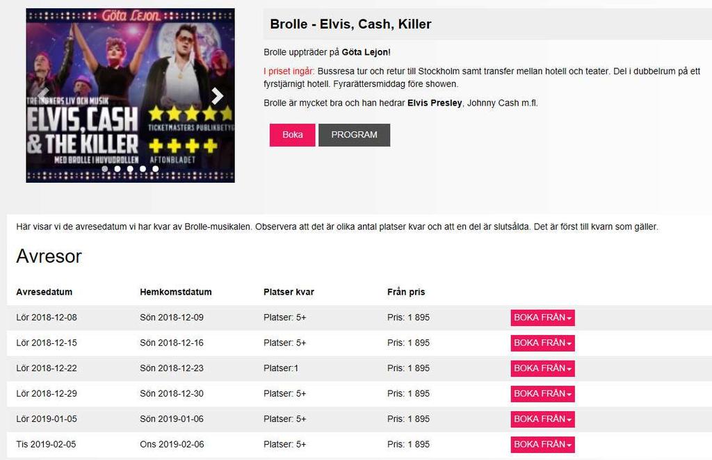 Hade man även kopplat en PDF-fil till paketet hade det visats en knapp bredvid boka-knappen för att visa och ladda ner PDF-filen.