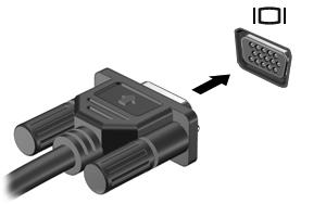 Ansluta videoenheter med VGA-kabel (endast vissa produkter) OBS! Om du vill ansluta en VGA-videoenhet till datorn behöver du en VGA-kabel, som säljs separat.