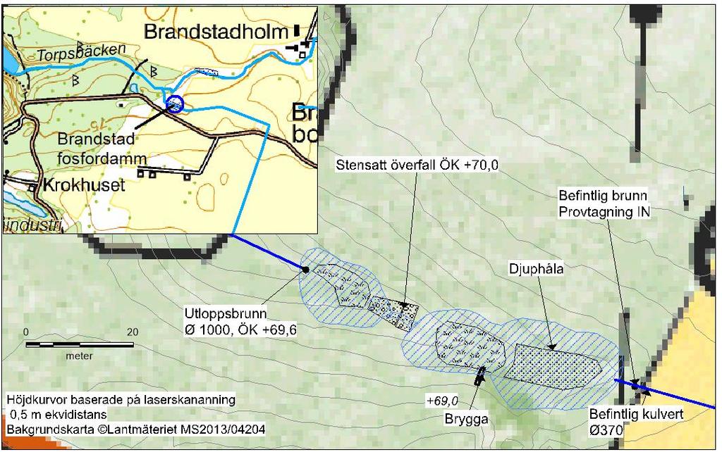 LOVA, uppföljning av vattenkemi vid Brandstad 3 (9) Fosfordammen i Brandstad Fosfordammen i Brandstad är belägen i Torpsbäckens avrinningsområde.