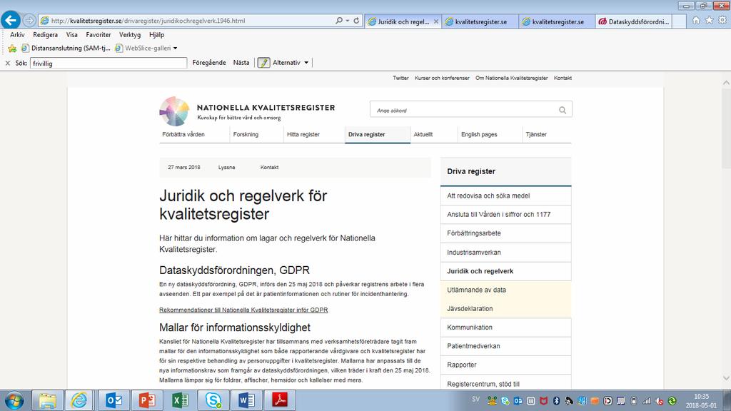 Mer material. http://kvalitetsregister.
