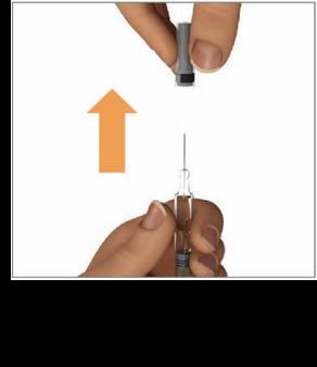 Steg 5: Ta av nålskyddet Håll i glasdelen på sprutan med en hand.