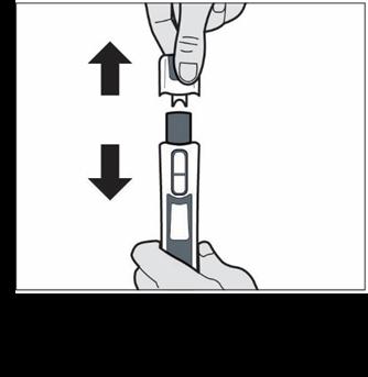 Så här ger du injektionen Steg 5: Ta av locket på Plegridy injektionspenna a. Dra av locket rakt från pennan och lägg det åt sidan (se bild E).