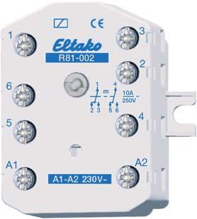 Elektromekaniska arbetsströmsreläer R91 och R81 med 1 eller 2 kontakter R91-100- 1 NO-kontakt 10A/250V AC R91-100-230V Enhet för inbyggnad eller ytmontering.
