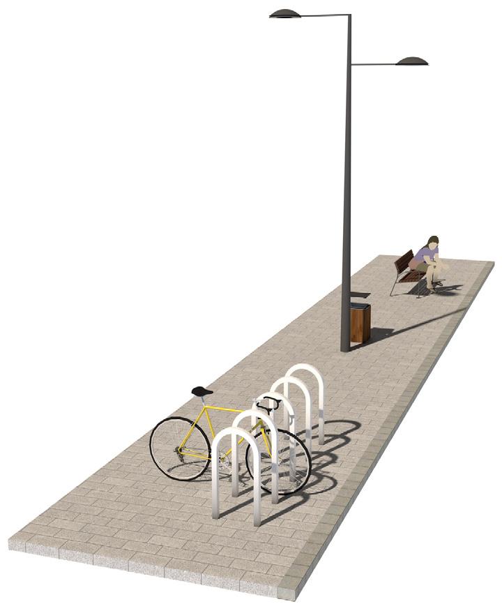 För att få plats med tre betongplattor utan att plattor behöver skäras rekommenderas skyddszonen att göras minst 0,7 meter exklusive kantsten. 2.3.