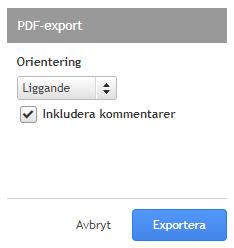 1.5 Utskrifter och export Utskrift sker genom export till Excel eller PDF som därefter skrivs. Export sker på två olika sätt beroende på om det är en inmatningsvy eller en rapport.