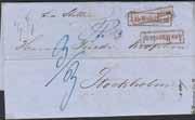 500:- 85K Germany. Incoming unpaid letter sent from STRALSUND 21.8 via YSTAD 22.8.1856 to Gothenburg. Postage due notation 15s. EXCELLENT. 600:- 86K 87K 88K 89K Germany.
