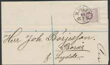 365 14Be 3 öre yellowish light brown, type II on cut piece. EXCELLENT cancel STOCKHOLM 4.TUR 14.5. r 500:- 366 14BF 3 öre brown-orange, type II. in nice pair on printed matter cut. Canc. STOCKHOLM 1.