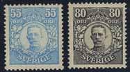 985K 72, 84, 86, 89 1911 Small National Coat-of Arms 2 öre orange, watermark wavy lines. 15 öre brown and 25 öre orange on insured cover, canc. UMEÅ 10.6.1918, and a rec.