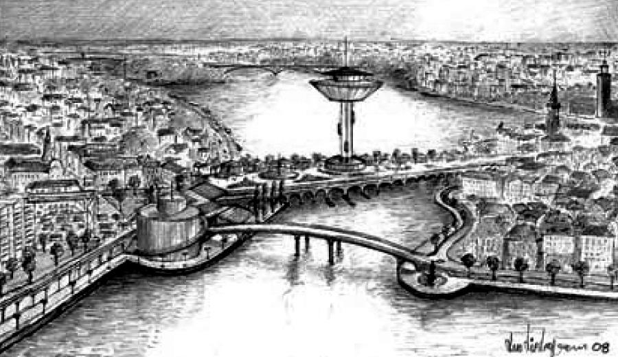 tralbron och detta möjliggör friläggande av vattenspegeln mellan Södermalm och Gamla Stan.