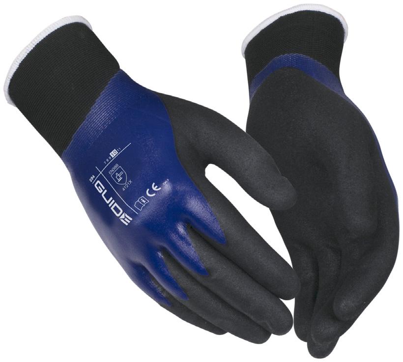 GUIDE 594 Vattenavvisande arbetshandske med nitril En tunn, flexibel och vattenavvisande handske i nylon.