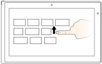 Uppgifter Pekgester (endast för touch-modeller) Visa alla program på Startskärmen Windows 8.1: Svep upp till överkanten. Musåtgärder Windows 8.