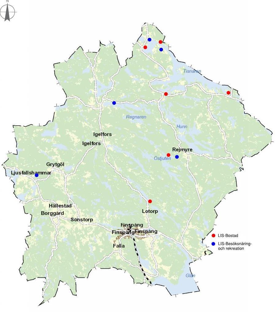Utpekande av områden för LIS i översiktsplan 2020 Följande områden föreslås pekas ut som LIS-områden i översiktsplan 2020.