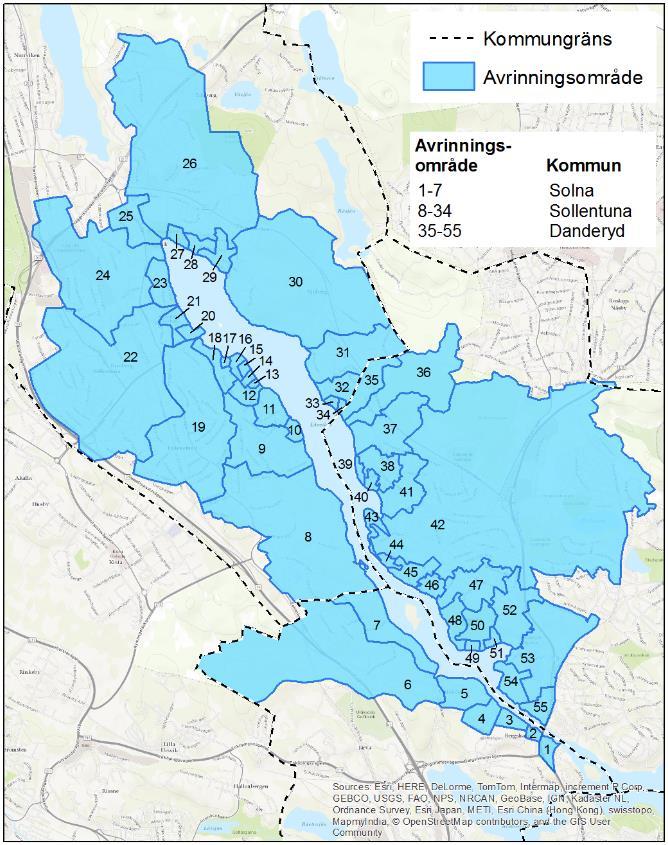 Figur 1: Delavrinningsområden till Edsviken från i Solna, Sollentuna och Danderyds kommun 3 (21)