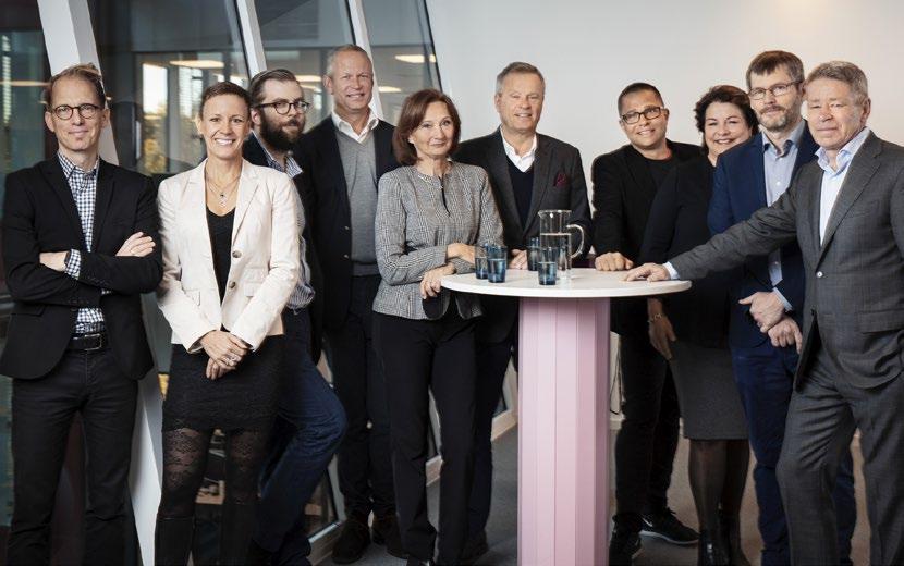 Styrelse: Från vänster till höger: Peter Andersson, Hélène Westholm (avgick 31/1 2019), Mikael Gustafsson, Fredrik Åhlberg,