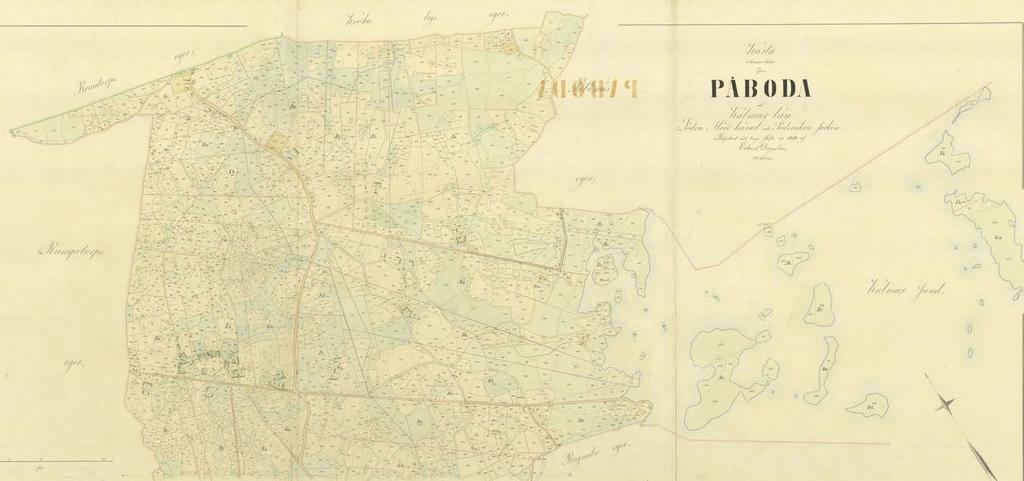 Karta från laga skifte 1859. De raka vägarna har tillkommit.