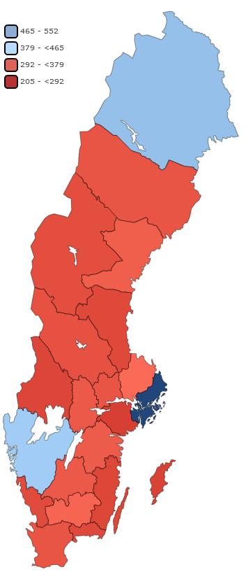 BRP per capita 2013 Stockholm och Norrbotten de enda län som ligger över rikets nivå Norrbotten: 2:a i riket, med 407 kkr per capita Norrbotten: ökat med +72% sedan år 2000 men tappat sedan 2010