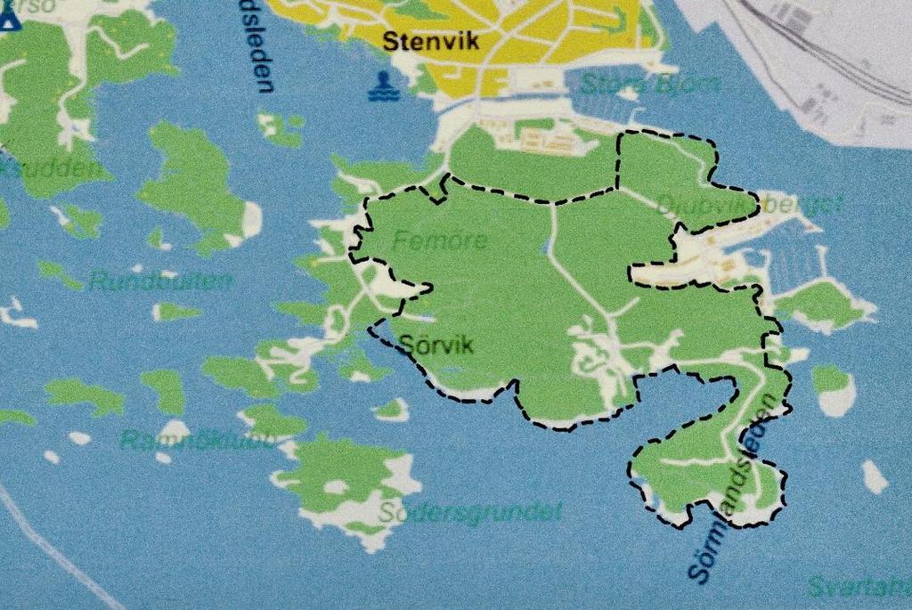 Värdekärnor utanför de gröna kilarna Femöre Beskrivning: Halvön Femöre är ett av kommunens viktigaste områden för naturvård och friluftsliv.