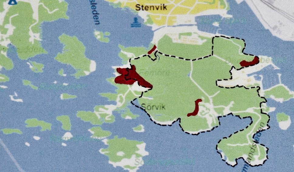 Olikåldriga barrskogar dominerar och främst söder och norr om småbåtshamnen, vid Breviken, kring Insjön och på Femörehuvud i söder uppträder mycket gammal tallskog med tallar mellan