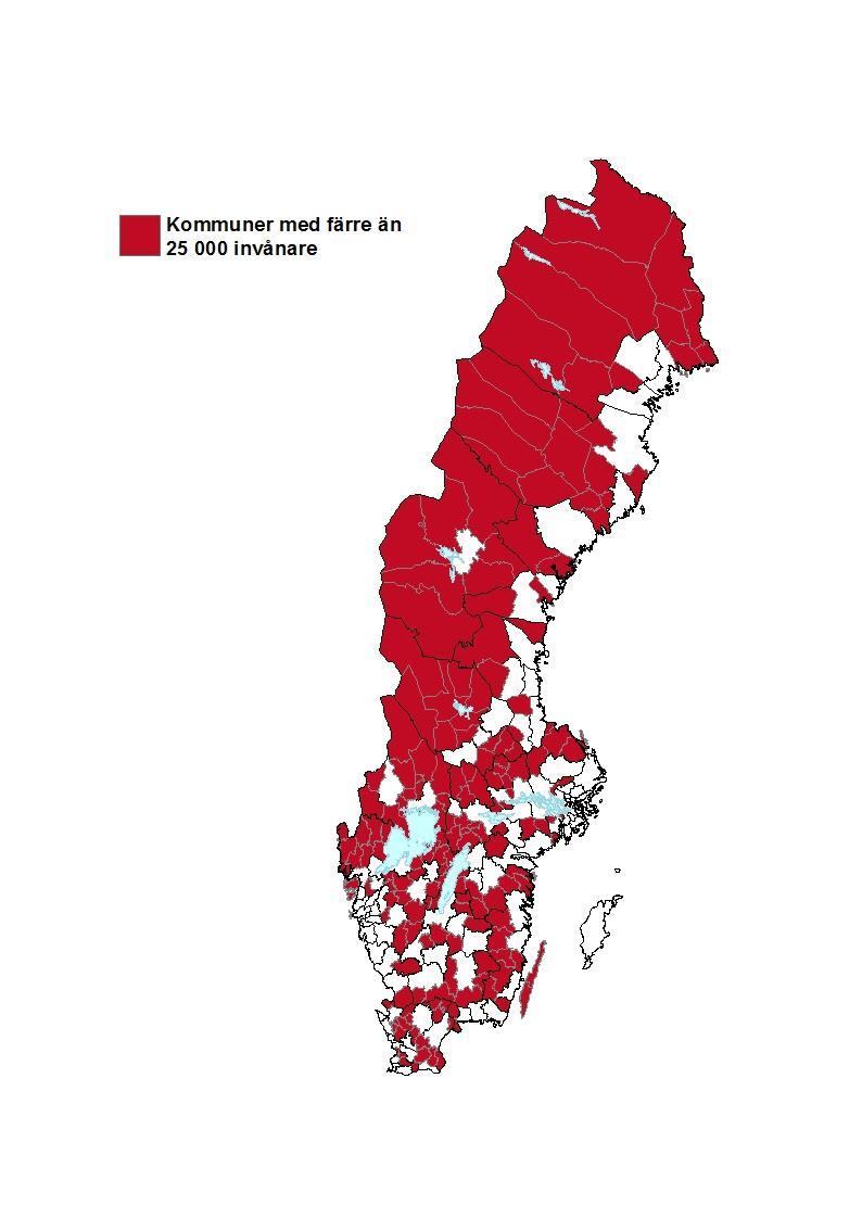 Bostadsmarknadsenkäten 20167 27 Kommuner med färre än 25 000 invånare den 1 januari år 2017. Källa: SCB.