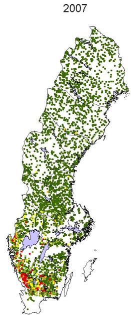 Figur 9. ph-förändring sedan förindustriell tid (dph) i sjöar 7 och (enligt CLE-scenariet), baserat på MAGIC.