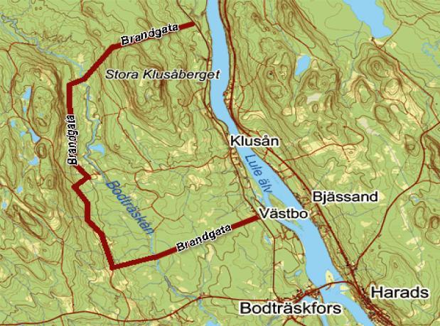 Figur 23: Totalt avgränsat område (Räddningstjänsten Boden år 2006) Ytterligare flygande släckresurser både civila och militära kallades in via ARCC i Göteborg.
