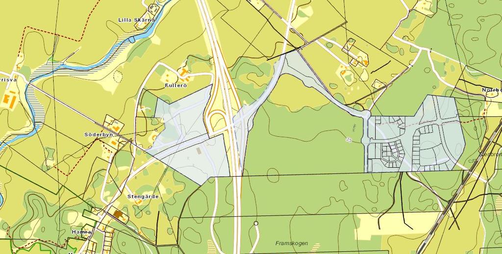 2018-05-08 s 8 (40) Planområdet är i väster, norr och öster omgivet av infrastruktur och områden som är under byggnation.