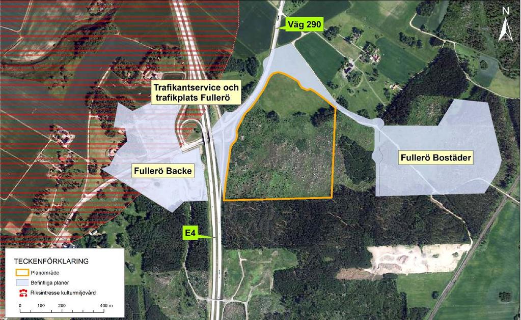 2018-05-08 s 9 (40) Figur 2. Flygfoto över planområdet med omgivande planer och infrastruktur (källa: Ortofoto, Eniro. Primärkarta och detaljplaner: https://uppsalakommun.maps.arcgis.