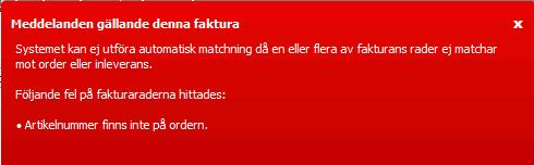 8(11) 1.7 Koppling av artiklar med avvikande artikelnummer I de fall leverantören har andra artikelnummer på fakturan än på ordern måste dessa kopplas ihop.