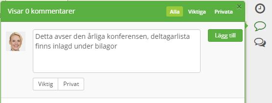 ram. Klicka på kommentar ikonen för att läsa den. När den är läst av dig så försvinner den gröna ramen runt kommentars ikonen. 22.