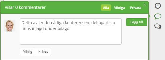 22 23. Lägg till en viktig kommentar En kommentar kan markeras som viktig. Kommentaren läggs till med en notis om att den är viktig. Öppna ett dokument. Klicka på kommentar ikonen.