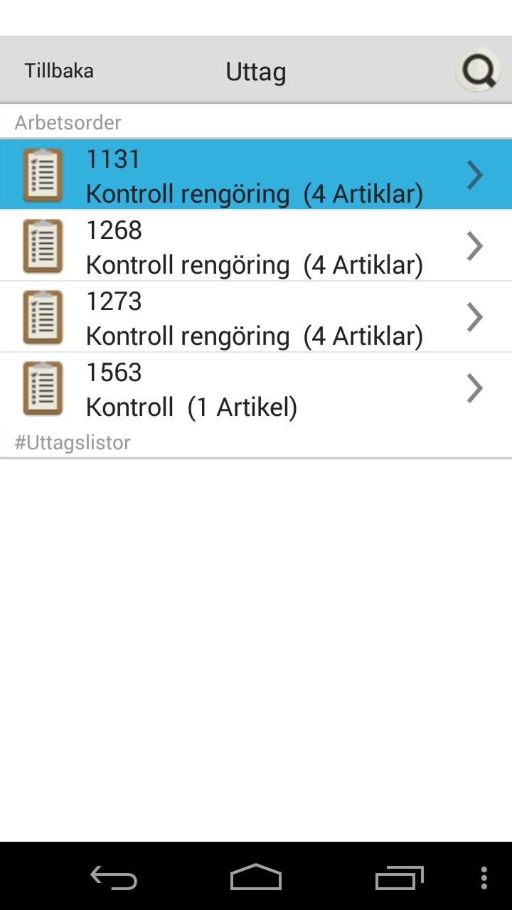Uttagslistor Hit kommer du ifall du backar ifrån sökläget eller backar ifrån en uttagslista.