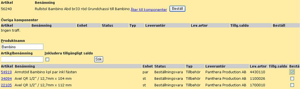 Här kan du välja att ta bort komponenter (tillbehör), markera då rutan Ta bort, Klicka sedan på.